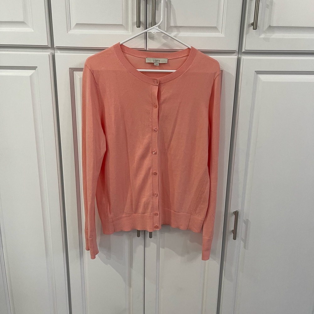 LOFT Peach Button-Up Cardigan large
